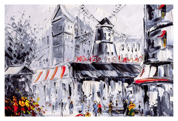 Obraz - Ulica v Paríži, olejomaľba (90x60 cm)