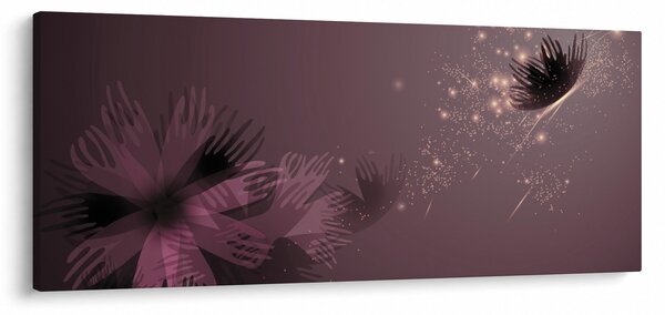 Obraz kvetu s motýľom (120x50 cm)