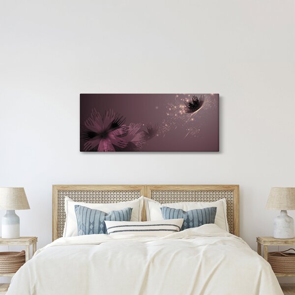 Obraz kvetu s motýľom (120x50 cm)