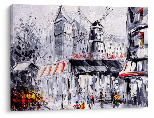 Obraz - Ulica v Paríži, olejomaľba (70x50 cm)