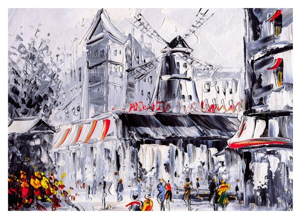Obraz - Ulica v Paríži, olejomaľba (70x50 cm)