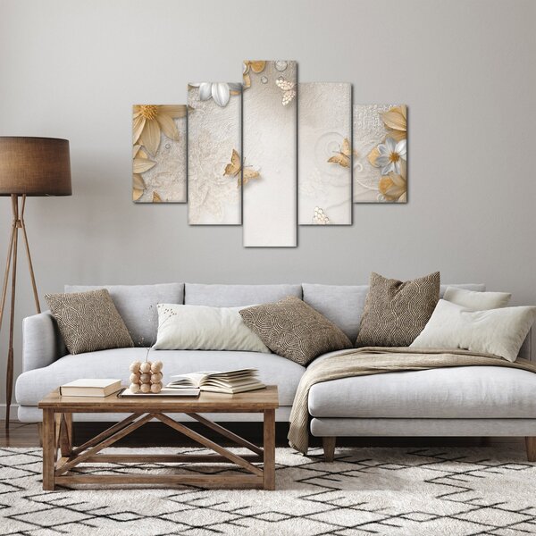 Obraz - Kvety s motýlikmi (150x105 cm)