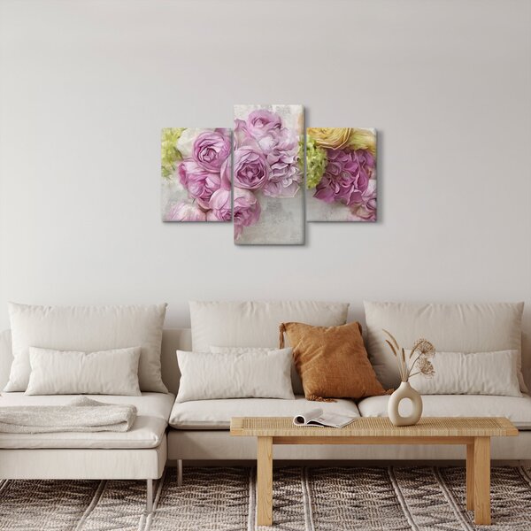 Obraz - Kvety na stene v pastelových farbách (90x60 cm)