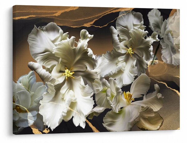 Obraz - Kvety orchideí na mramorovom pozadí (70x50 cm)