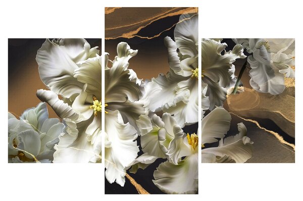 Obraz - Kvety orchideí na mramorovom pozadí (90x60 cm)
