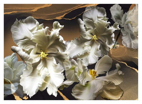 Obraz - Kvety orchideí na mramorovom pozadí (70x50 cm)