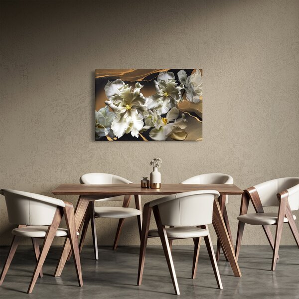 Obraz - Kvety orchideí na mramorovom pozadí (90x60 cm)