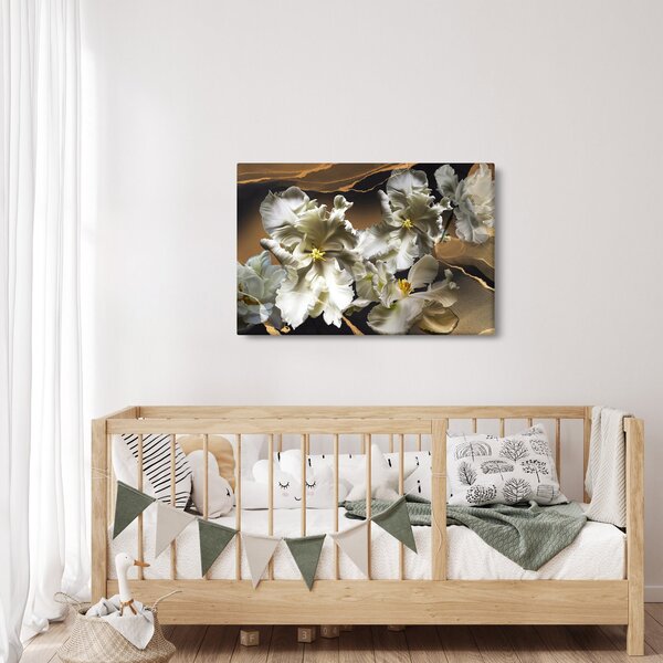 Obraz - Kvety orchideí na mramorovom pozadí (90x60 cm)