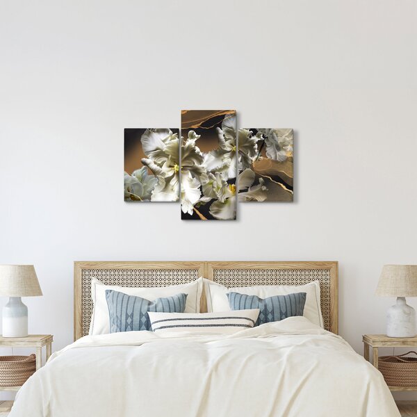 Obraz - Kvety orchideí na mramorovom pozadí (90x60 cm)