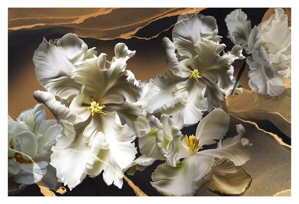 Obraz - Kvety orchideí na mramorovom pozadí (90x60 cm)