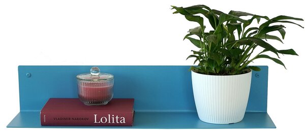 Nástenná kovová polica Sofia 350 mm pastelovo modrá RAL 5024