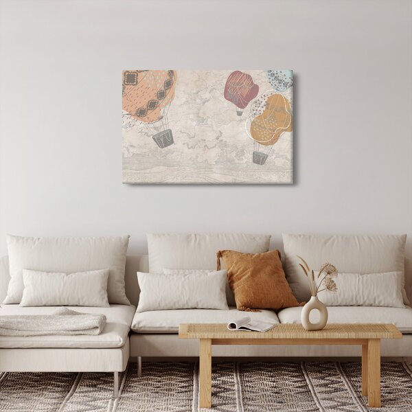Obraz - Balóny nad mestom, teplé tóny (90x60 cm)