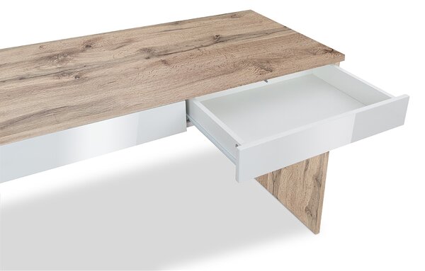 Písací stôl s nadstavcom Combo 14 120 cm - dub wotan/MDF biely lesk