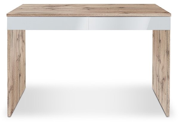 Písací stôl s nadstavcom Combo 14 120 cm - dub wotan/MDF biely lesk