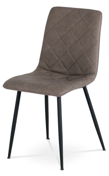 Jedálenská stolička, poťah sivohnedá ekokoža, kovová štvornohá podnož, čierny lak