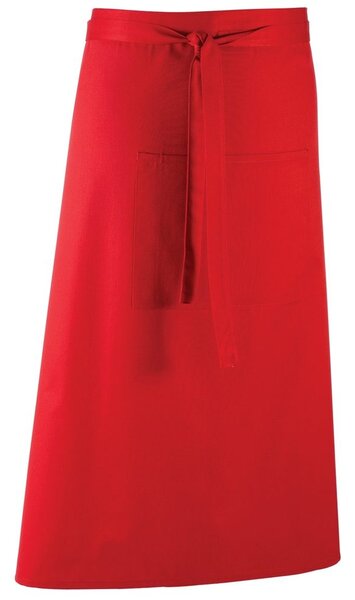 Premier Workwear Dlhá zástera do pása s vreckom - Červená