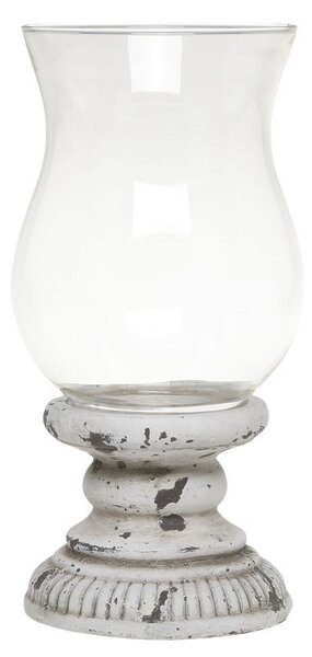 Šedý antik dekoračný svietnik Frejus - Ø 14*20 cm - Chic Antique