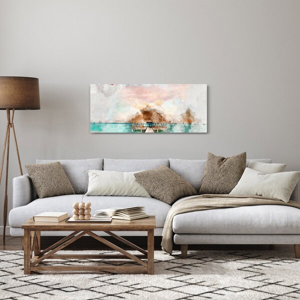 Obraz - Maledivy, drevené mólo (120x50 cm)