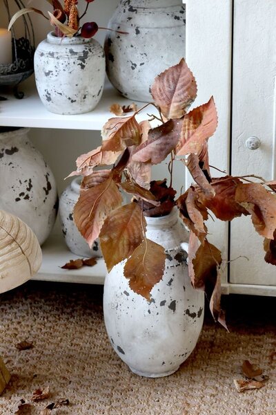 Bielo-šedá antik terakotová váza s uškami Frejus - Ø 21*36 cm - Chic Antique