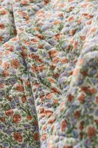 Prešívaný prehoz Light Blue / Rust Flowers 130 × 180 cm