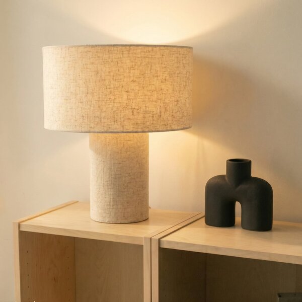 Stolové Lampa Lindby, Elfie, Béžová, Obývacia izba, Tkanina / Textil, Škandinávsky