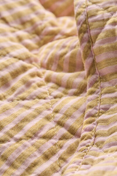 Prešívaný prehoz Mustard / Light Pink Stripes 130 × 180 cm