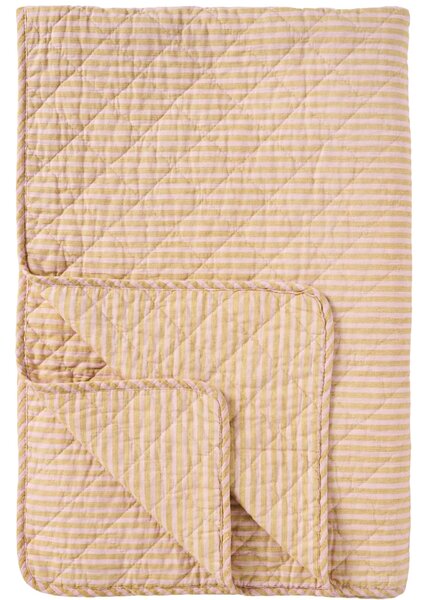 Prešívaný prehoz Mustard / Light Pink Stripes 130 × 180 cm