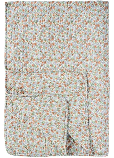 Prešívaný prehoz Light Blue / Rust Flowers 130 × 180 cm