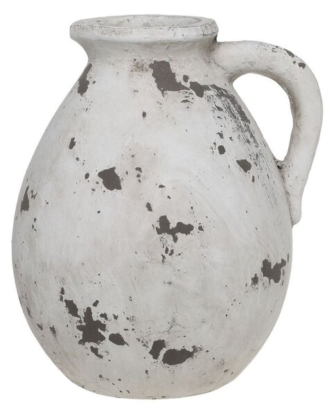 Bielo-šedá antik terakotová váza s uškom Frejus - Ø 24*28 cm - Chic Antique