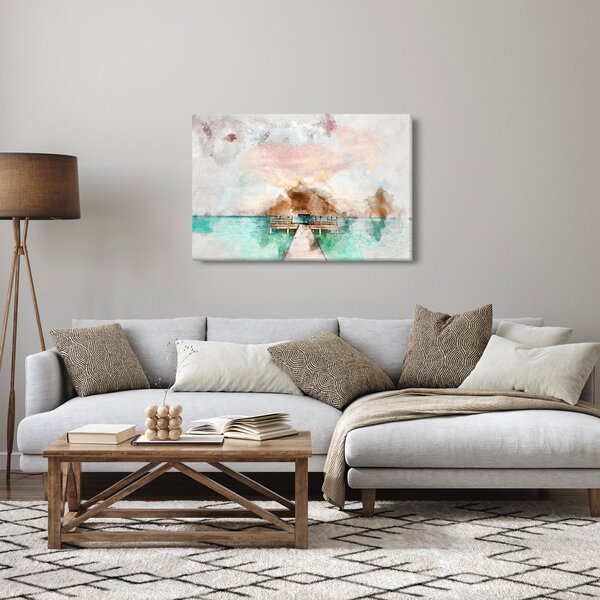 Obraz - Maledivy, drevené mólo (90x60 cm)