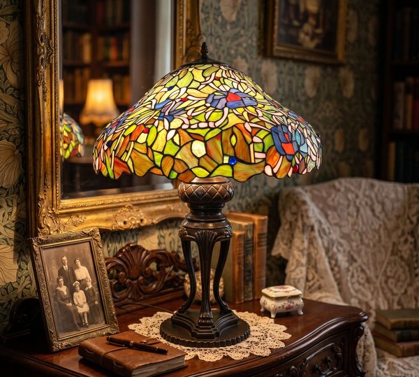 Stolná lampa Tiffany Emmi - Ø 57 * 83 cm E27 / max 3 * 40W - Clayre & Eef