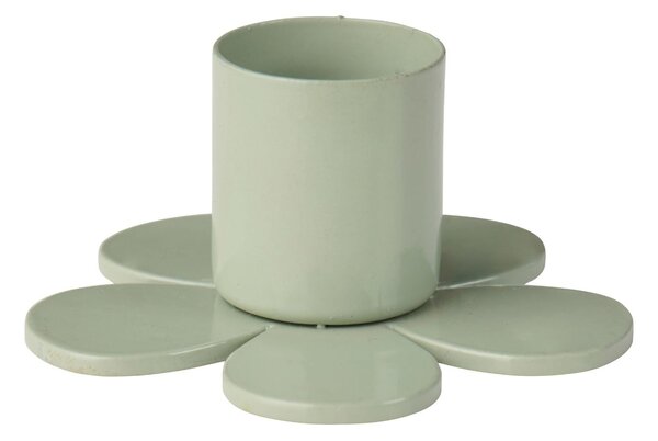Kovový svietnik Flower Dusty Green 6 cm