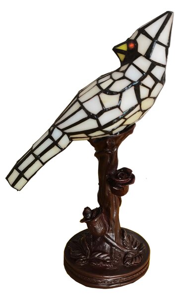 Stolná lampa Tiffany White Parrot - 15*12*33 cm E14/max 1*25W - Clayre & Eef