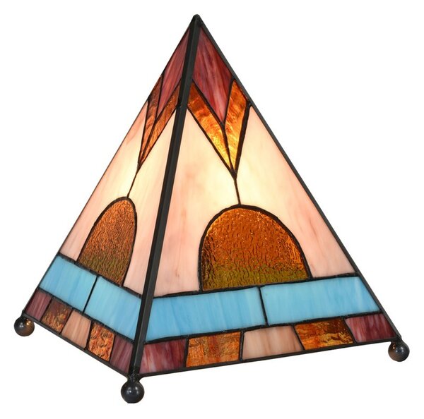 Stolová lampa Tiffany v tvare pyramídy - 26*26*30 cm - Clayre & Eef