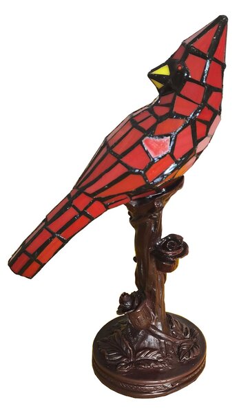 Stolná lampa Tiffany Red Parrot - 15*12*33 cm E14/max 1*25W - Clayre & Eef