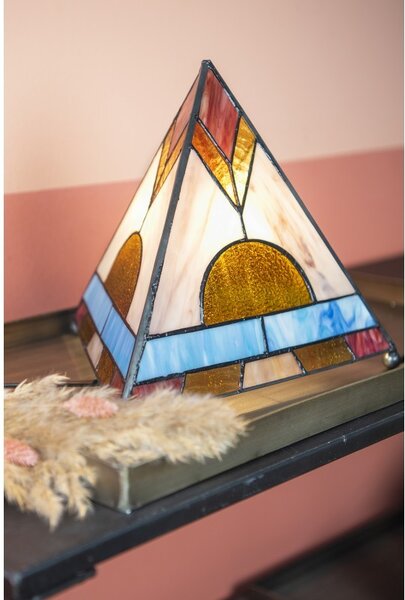 Stolová lampa Tiffany v tvare pyramídy - 26*26*30 cm - Clayre & Eef