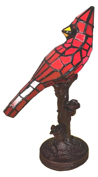 Stolná lampa Tiffany Red Parrot - 15*12*33 cm E14/max 1*25W - Clayre & Eef