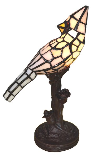 Stolná lampa Tiffany White Parrot - 15*12*33 cm E14/max 1*25W - Clayre & Eef