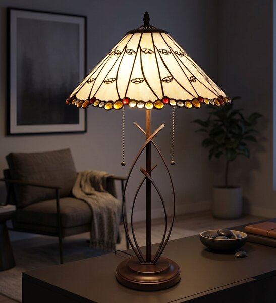 Stolná lampa Tiffany Onea - Ø 41*68 cm E27/max 2*60W - Clayre & Eef