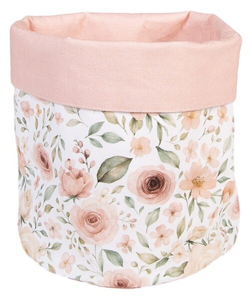 Biely bavlnený košík s ružami Soft Romantic Blush - Ø 15*16 cm - Clayre & Eef