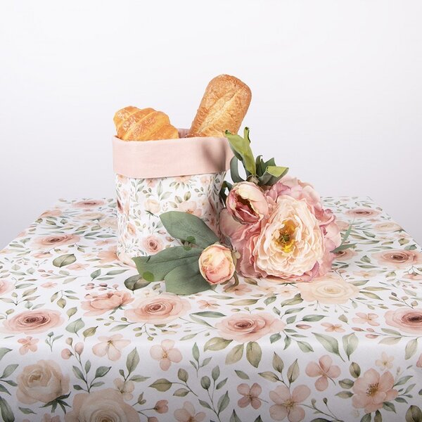 Biely bavlnený košík s ružami Soft Romantic Blush - Ø 15*16 cm - Clayre & Eef