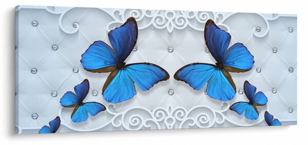 Obraz - Modré motýle (120x50 cm)