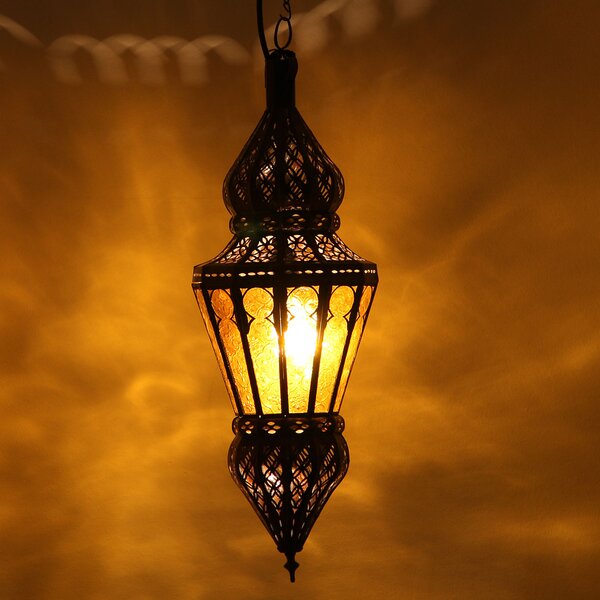 Orientálna závesná lampa Nura žltá