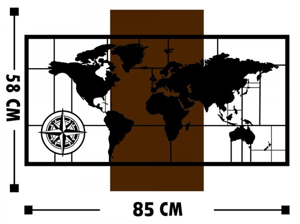 Hanah Home Nástenná dekorácia Agac mapa orech/čierna