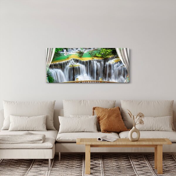 Obraz - Výhľad na kúzelné vodopády (120x50 cm)