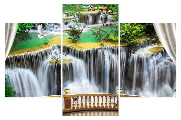 Obraz - Výhľad na kúzelné vodopády (90x60 cm)