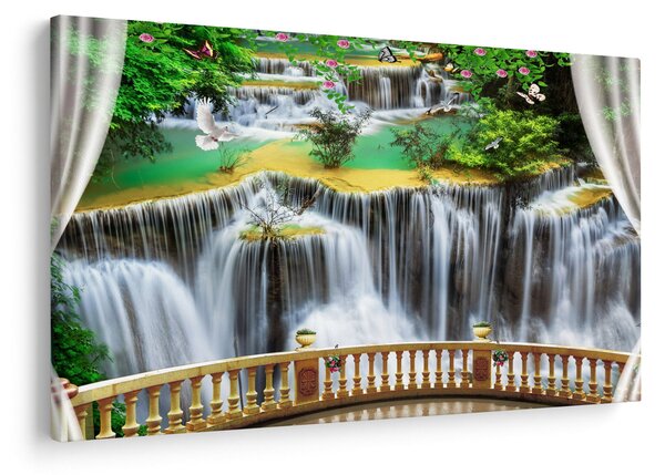 Obraz - Výhľad na kúzelné vodopády (90x60 cm)