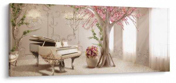 Obraz - Snový interiér s klavírom (120x50 cm)