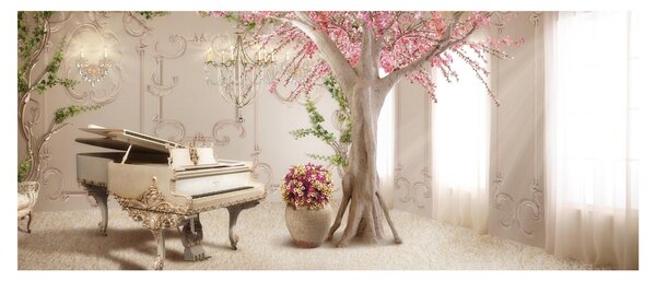 Obraz - Snový interiér s klavírom (120x50 cm)