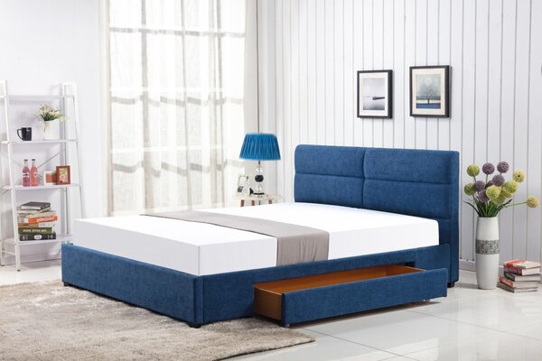 Halmar Čalúnená posteľ MERIDA so zásuvkou modrá 160x200